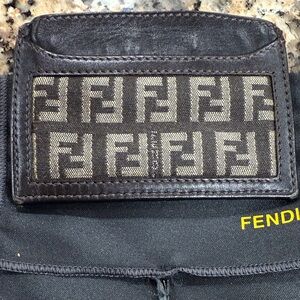 Fendi Monogram Black and Gray Card Holder